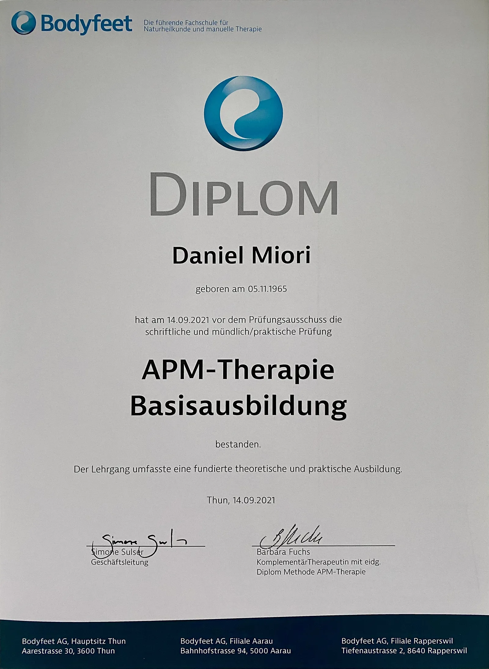 Bodyfeet diplom dani miori